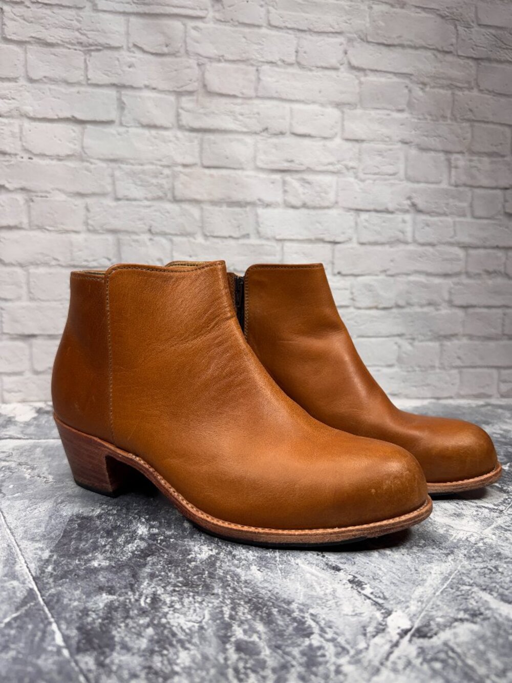 Adelante Shoe Co. Granada Ankle Boot in Caramel Leather W9B